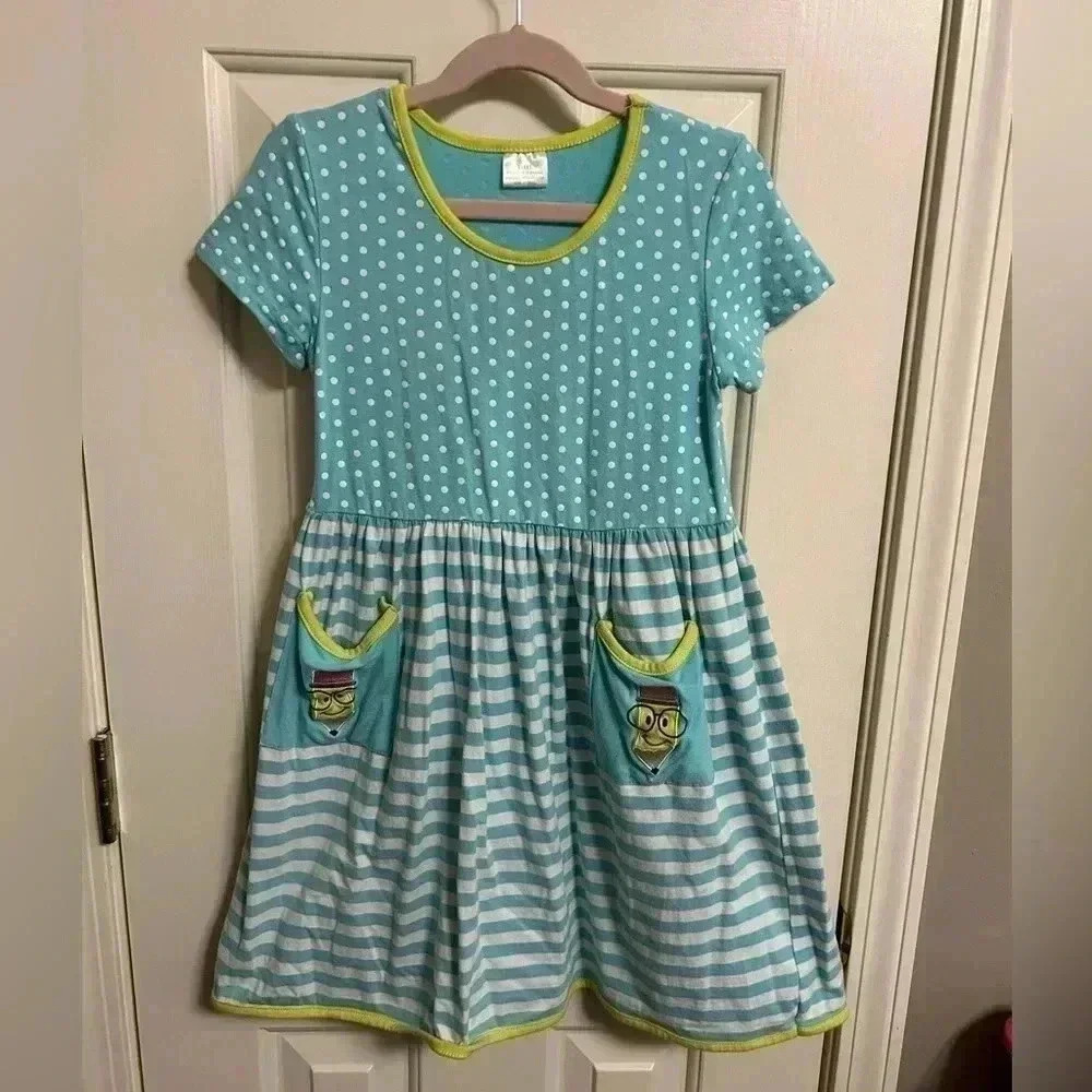 4/$25 Sparkle In Pink Polka Dot Stripe Pencil Dress Size 8/9 (4XL)